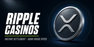 Ripple Casinos featured image showing a 3D XRP coin with the subtitle Instant Settlement and Bank-Grade Speed on a dark background