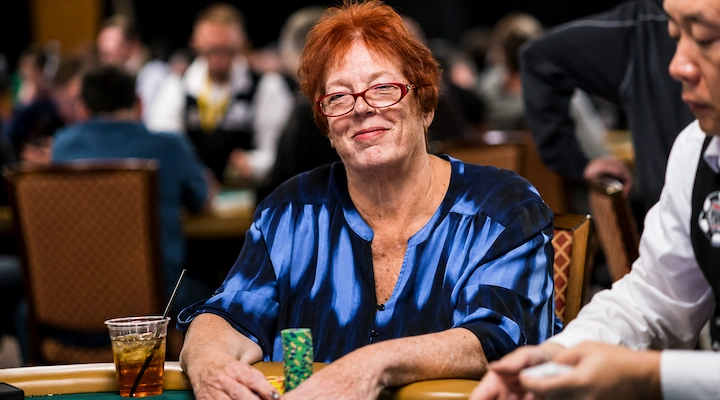 Linda Johnson at the WSOP, Card Player Magazine publisher, TDA co-founder, and the First Lady of Poker