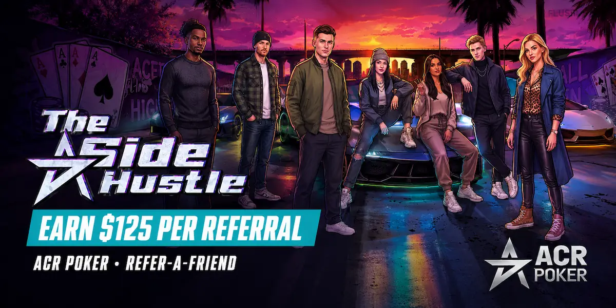 ACR Poker Side Hustle referral program letting players earn cash for referring friends