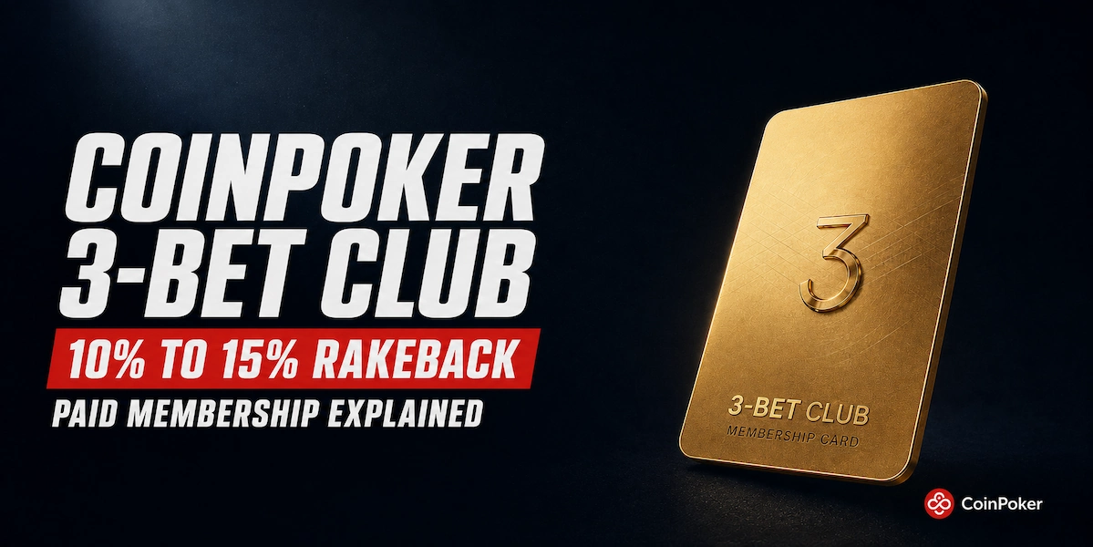 CoinPoker 3-Bet Club gold membership card, the paid subscription returning 10% to 15% rakeback on poker rake
