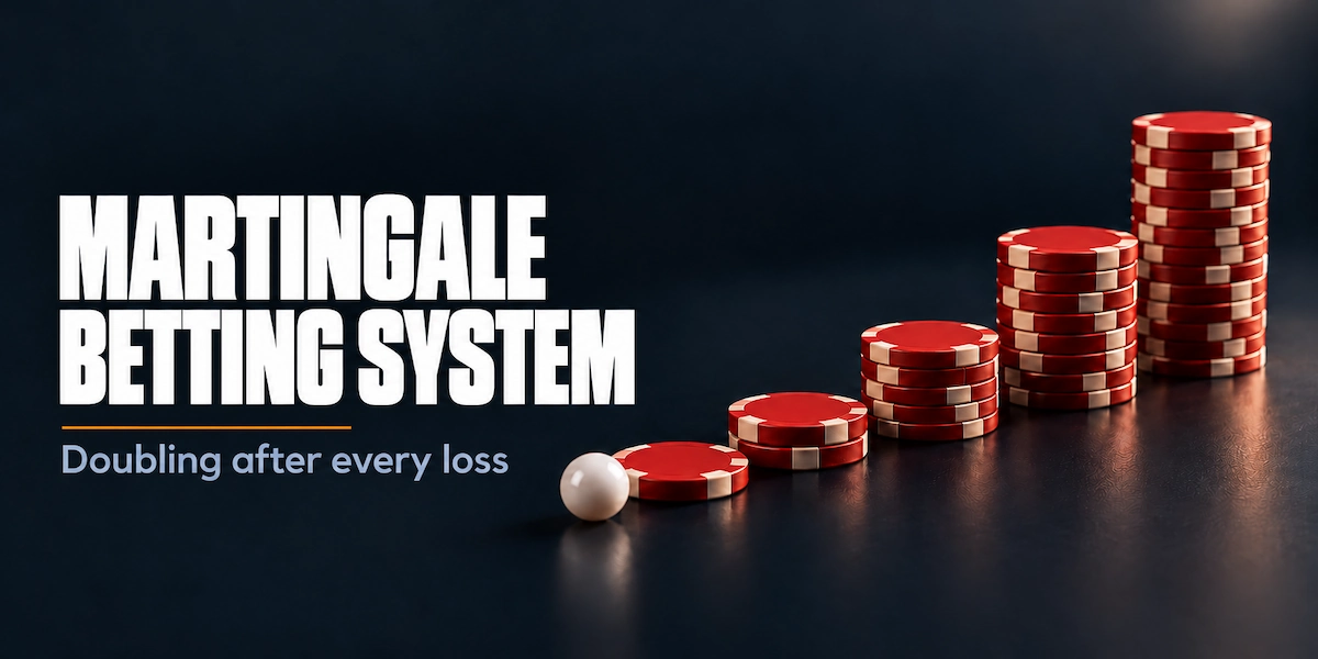 Martingale Betting System Martingale betting system: stacks of casino chips doubling in height, as the stake doubles after every loss